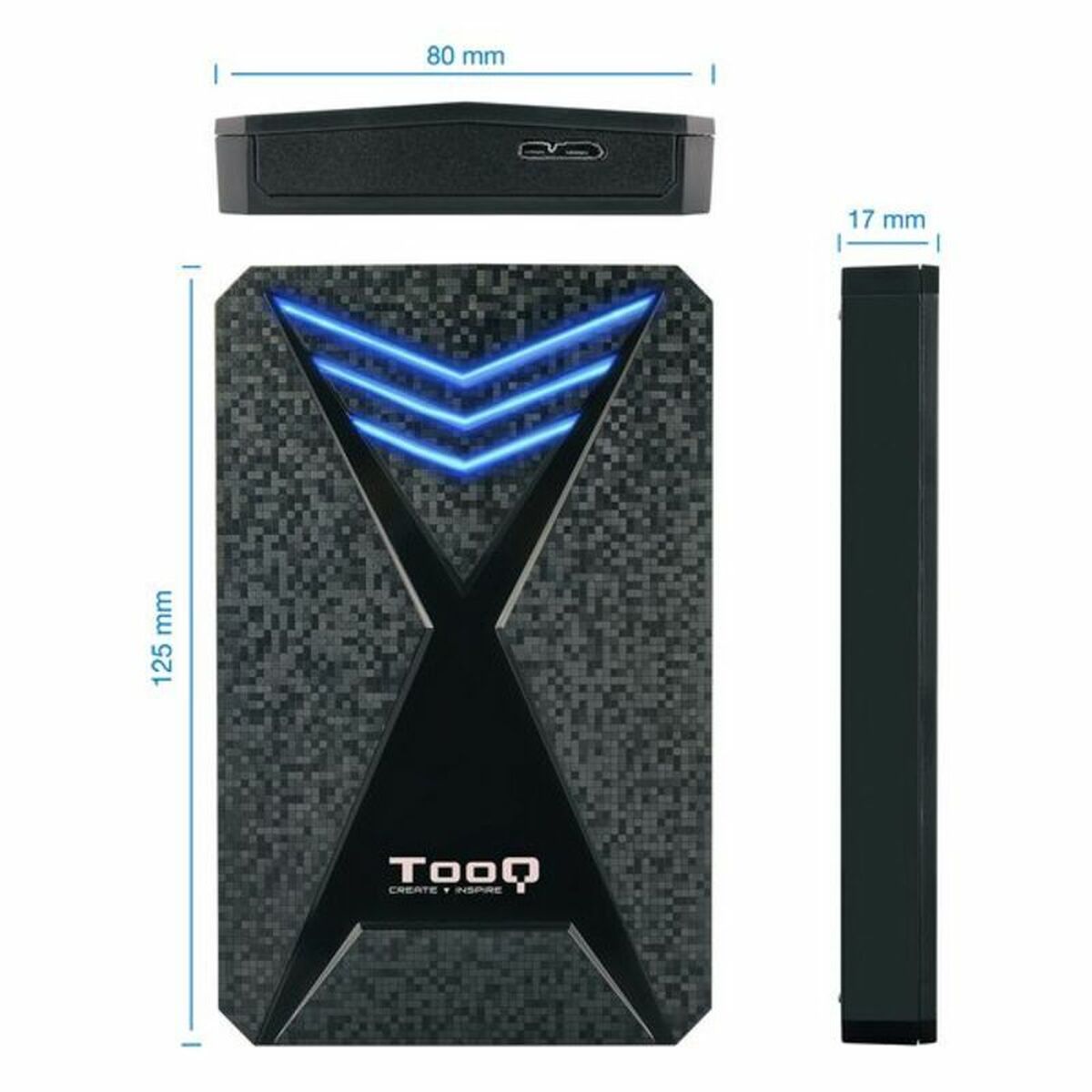 Hårddiskkabinett TooQ TQE-2550BL 2,5" USB 3.0 Blå Svart 2,5" - 6
