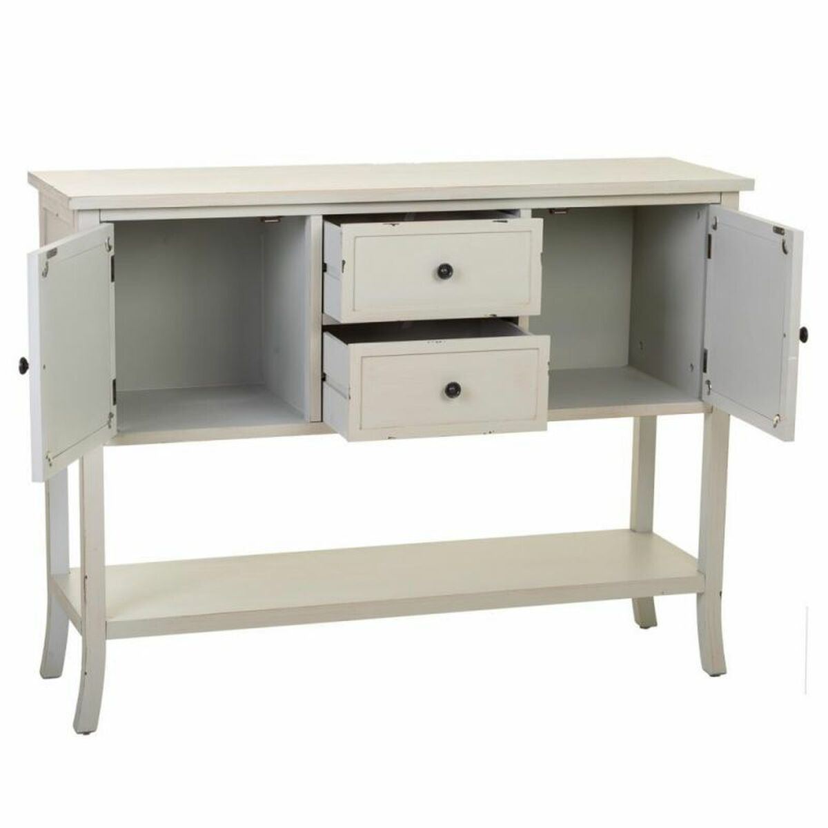 Skänk Alexandra House Living Grå Glas Granträ 37 x 91 x 121 cm - 5
