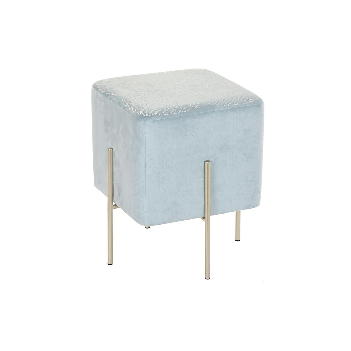 Fotpall DKD Home Decor Gyllene Metall Himmelsblå (34 x 34 x 40 cm) - 4