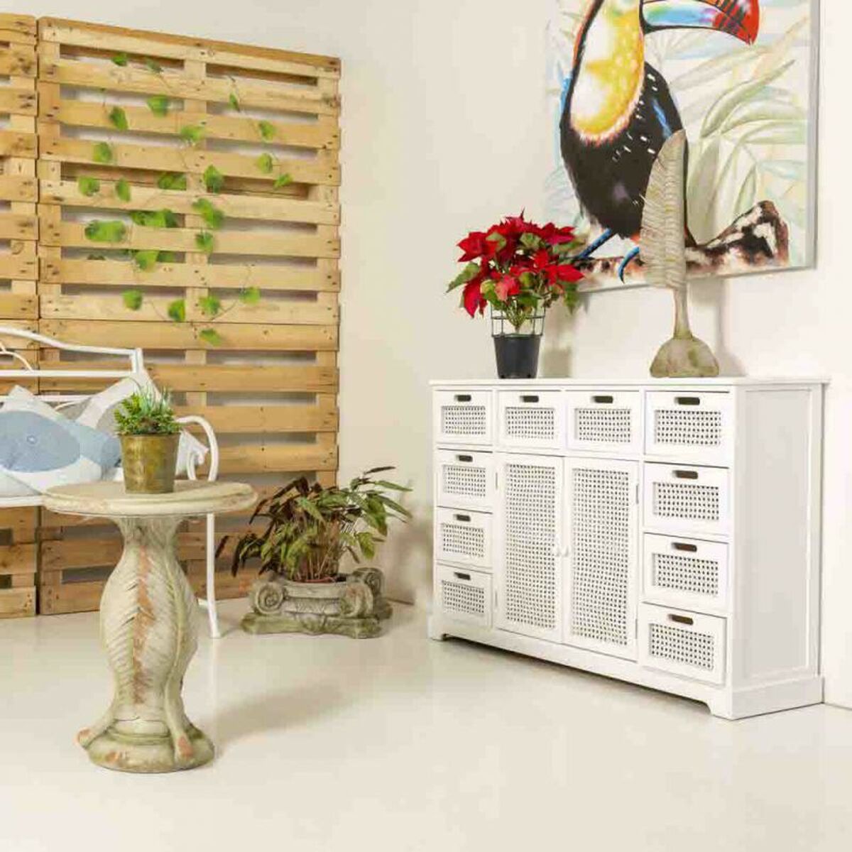 Skänk Alexandra House Living Vit Paulowniaträ Trä MDF 33 x 78 x 113 cm - 2
