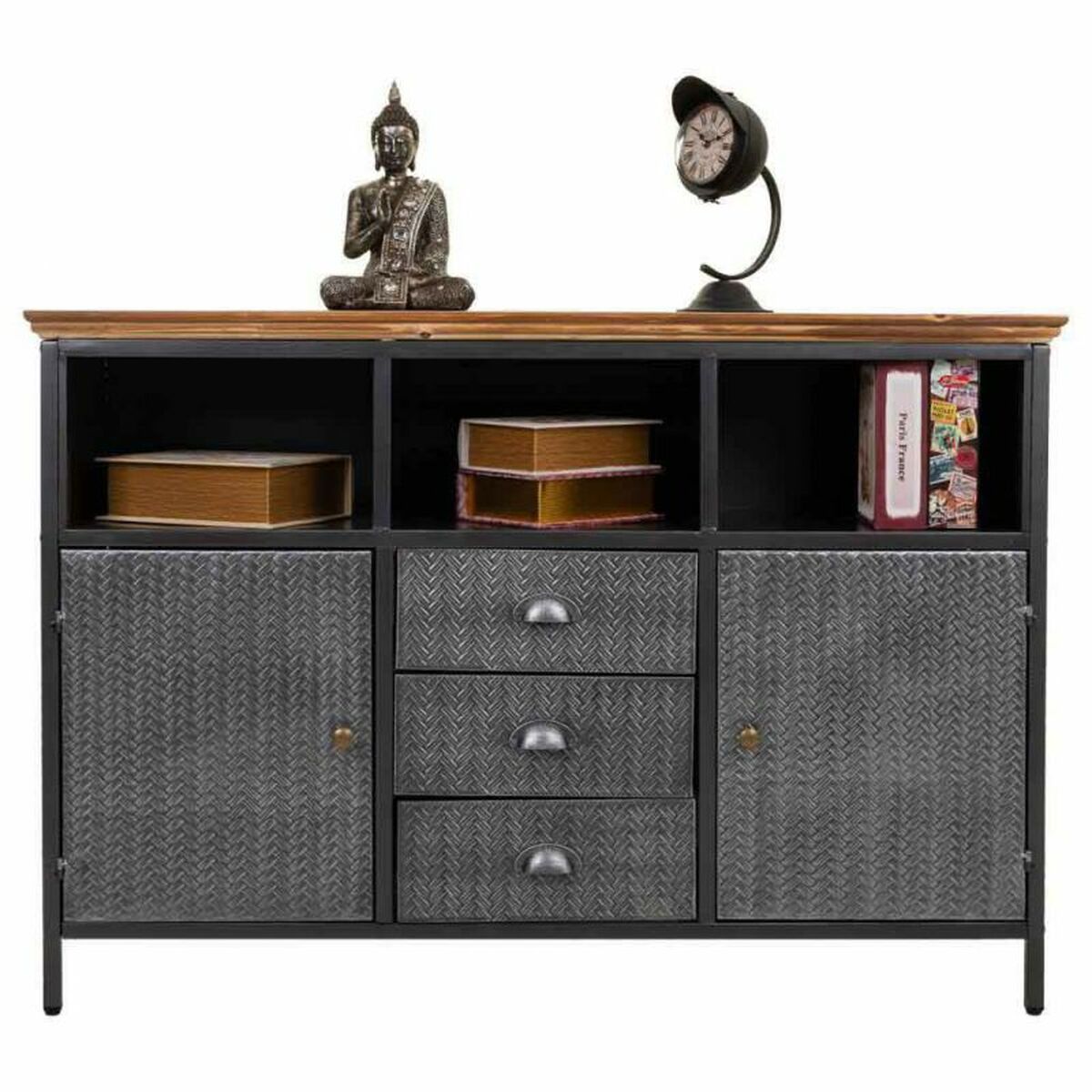 Skänk Alexandra House Living Brun Grå Trä Metall 36 x 82 x 121 cm - 2