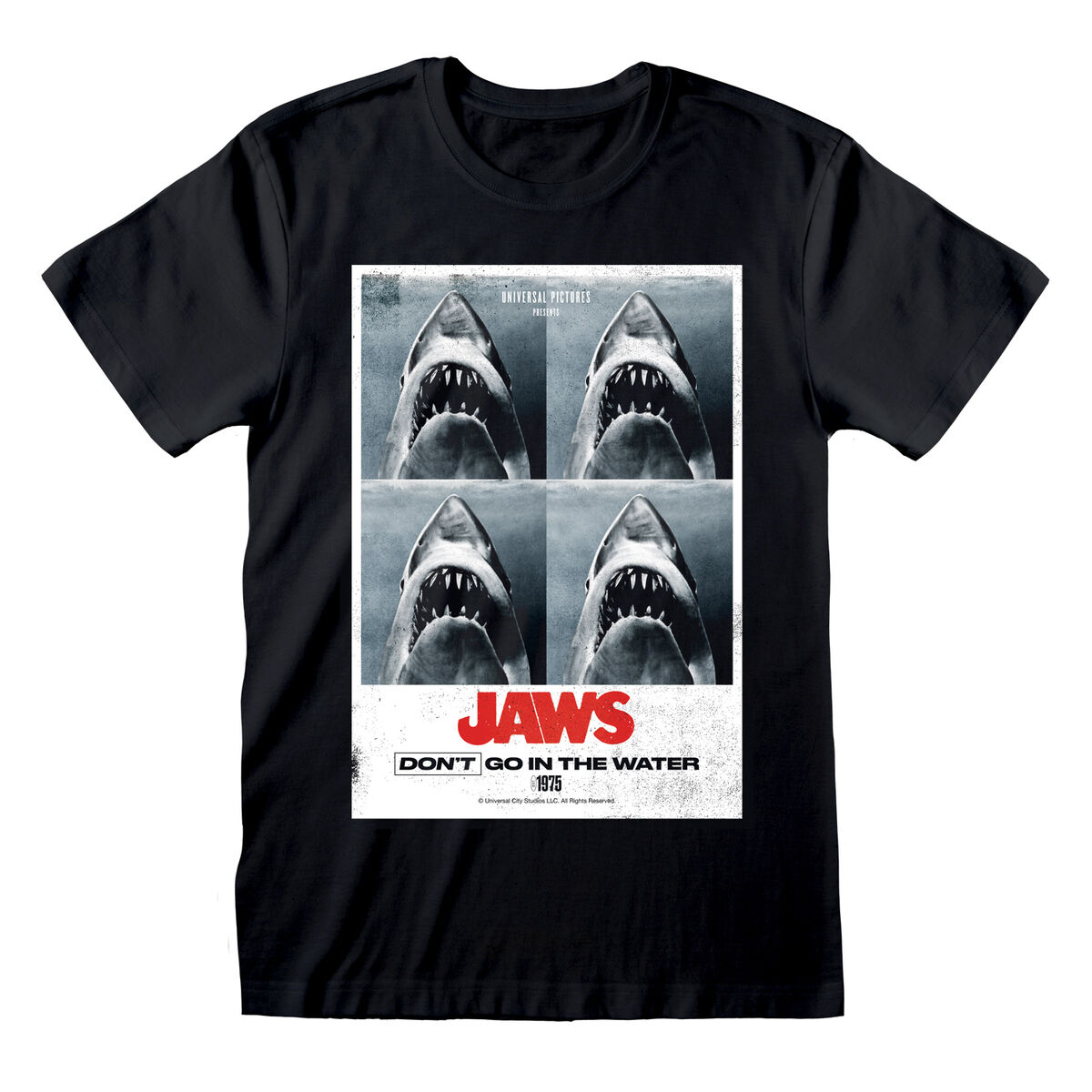 T-shirt med kortärm Jaws Don´t Go In The Water Svart Unisex - 4