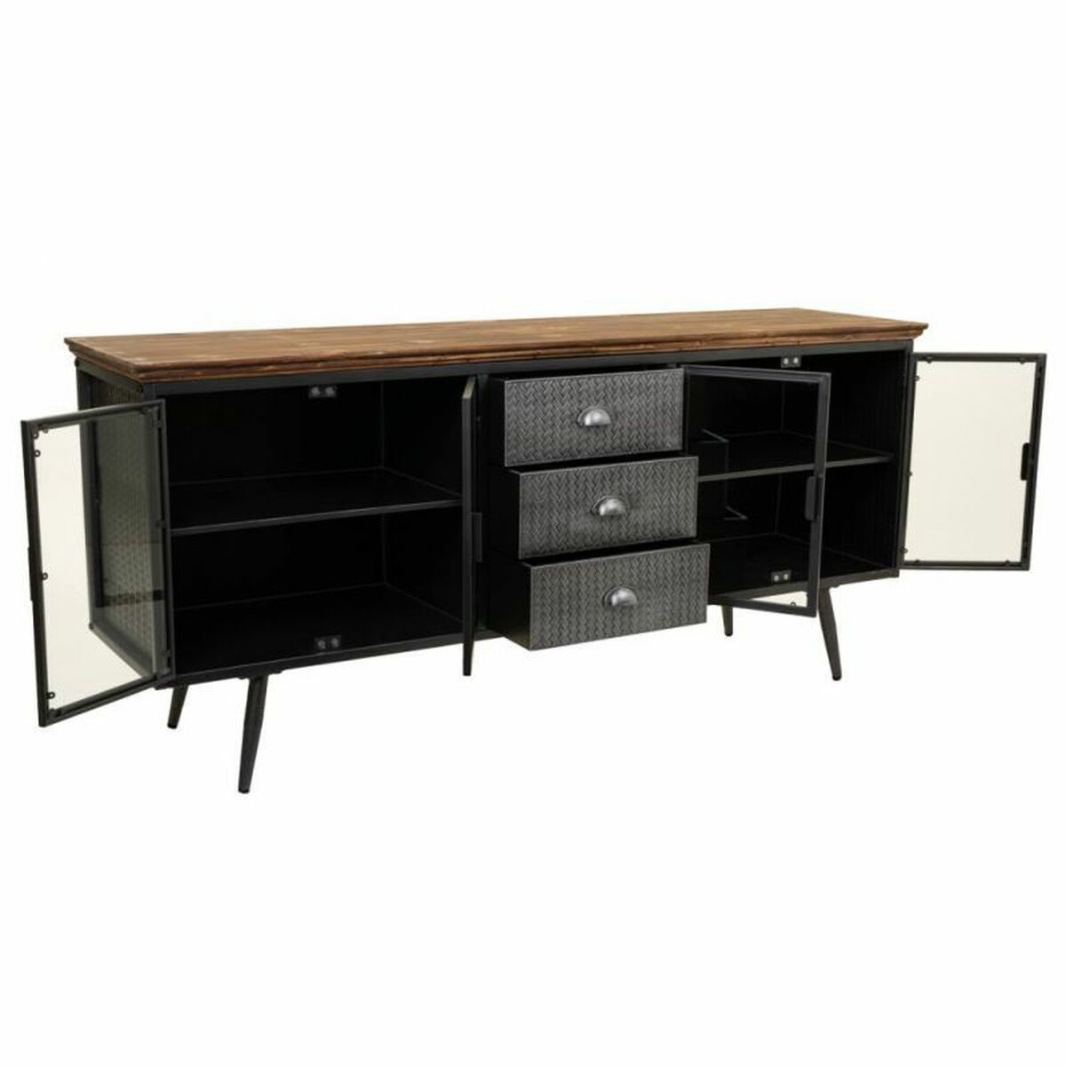 Skänk Alexandra House Living Brun Grå Trä Metall 42 x 74 x 164 cm - 3