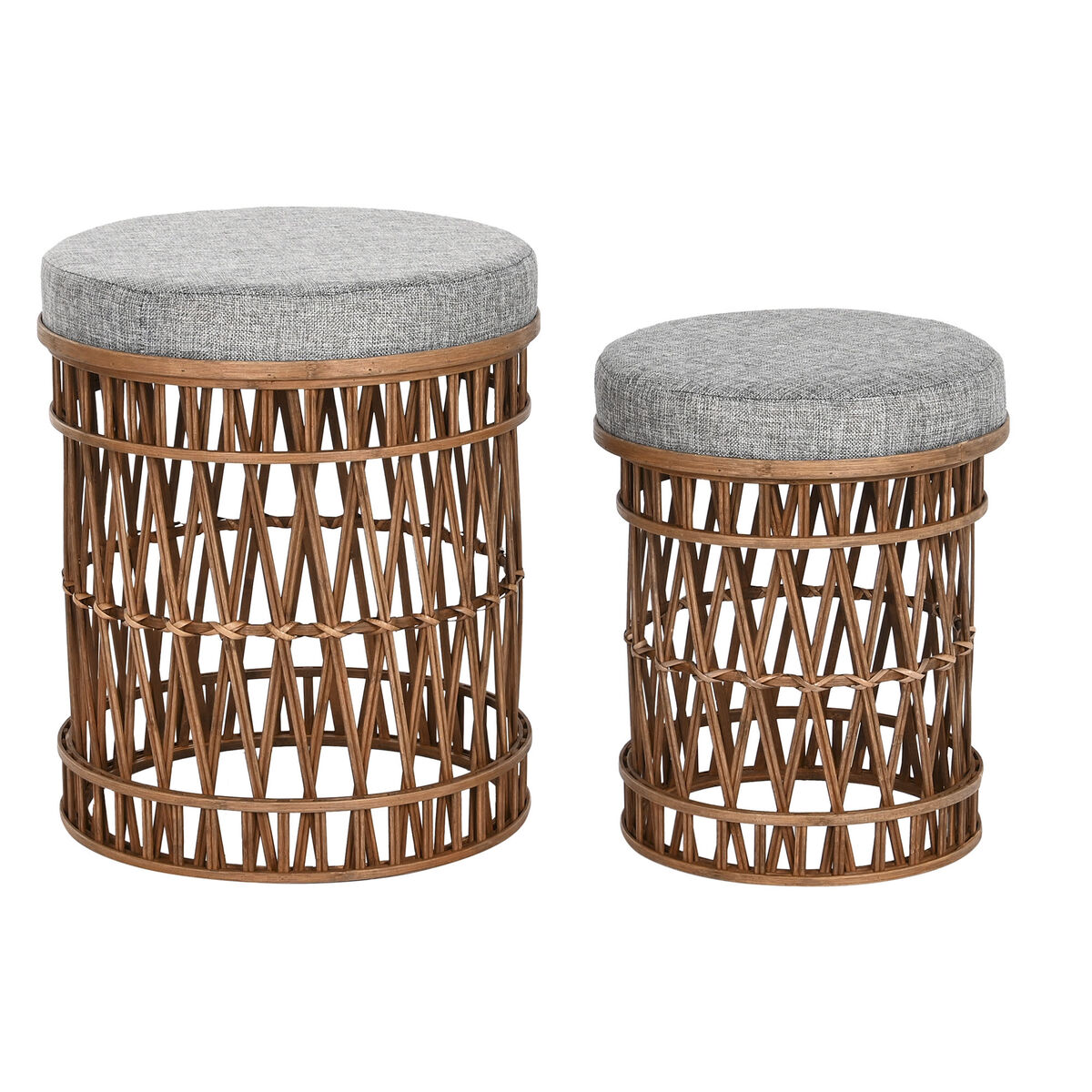 Fotpall DKD Home Decor 40 x 40 x 48 cm Grå Brun Bambu Tropiskt - 3
