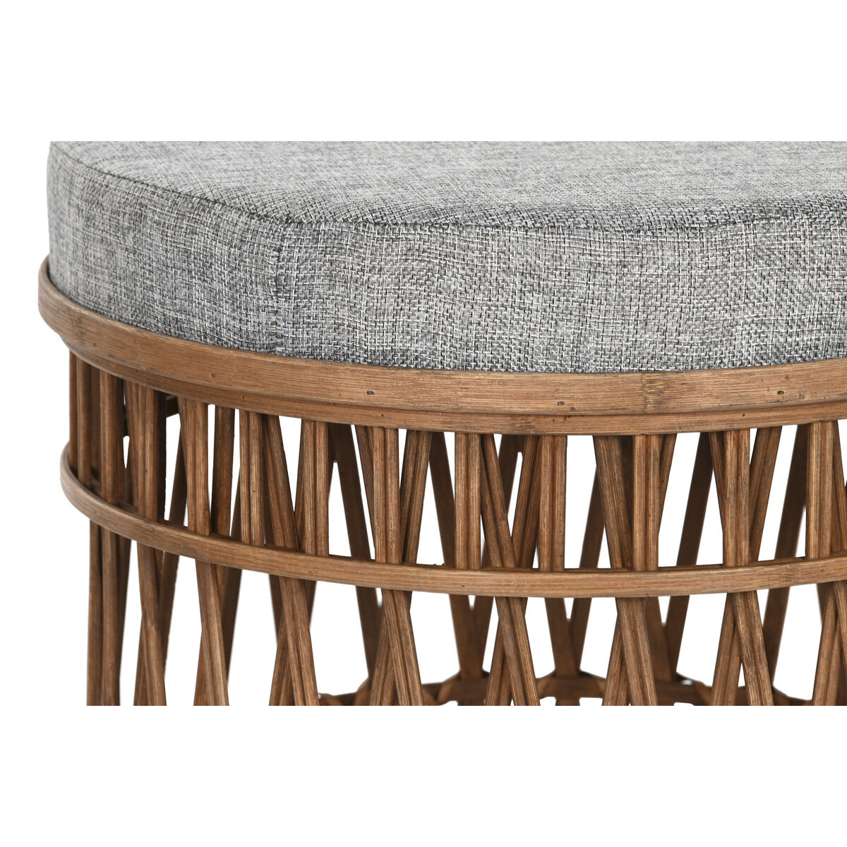 Fotpall DKD Home Decor 40 x 40 x 48 cm Grå Brun Bambu Tropiskt - 4