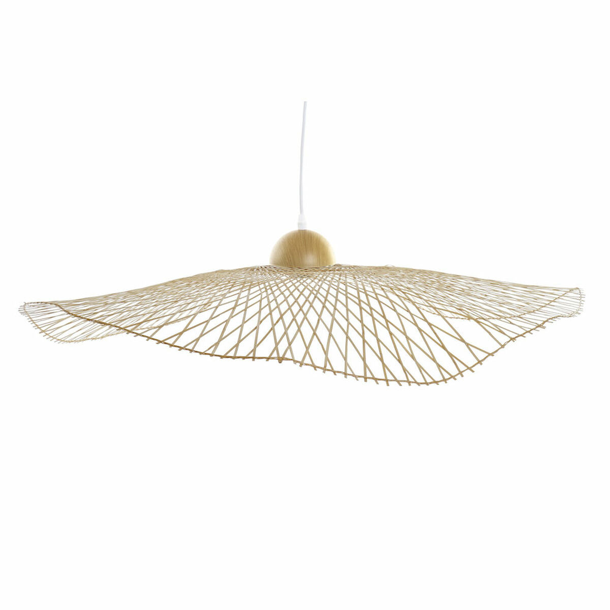 Taklampa DKD Home Decor Bambu Solhatt (88 x 88 x 17 cm)