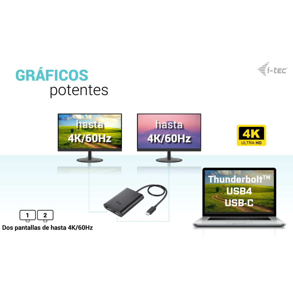 Thunderbolt till USB-C Adapter i-Tec C31DUAL4K60DP - 5