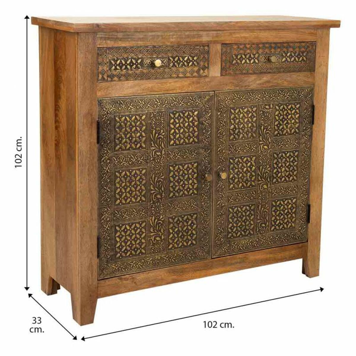 Skänk Alexandra House Living Naturell Mässing Mangoträ 33 x 102 x 102 cm - 5