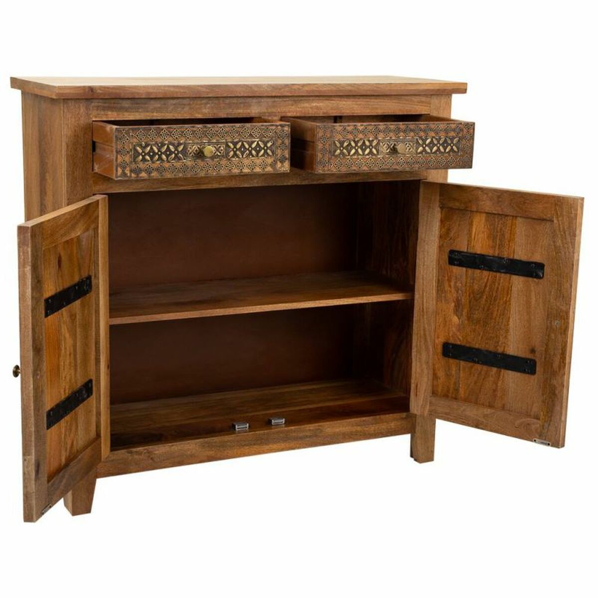 Skänk Alexandra House Living Naturell Mässing Mangoträ 33 x 102 x 102 cm - 3