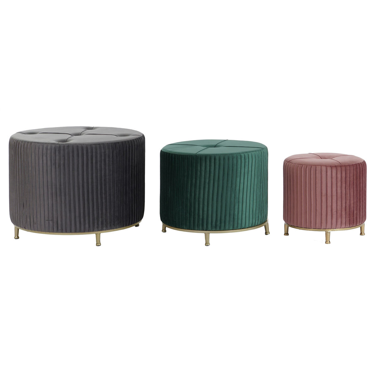 Fotpall DKD Home Decor Sammet 60 x 60 x 45 cm Trä MDF - 5