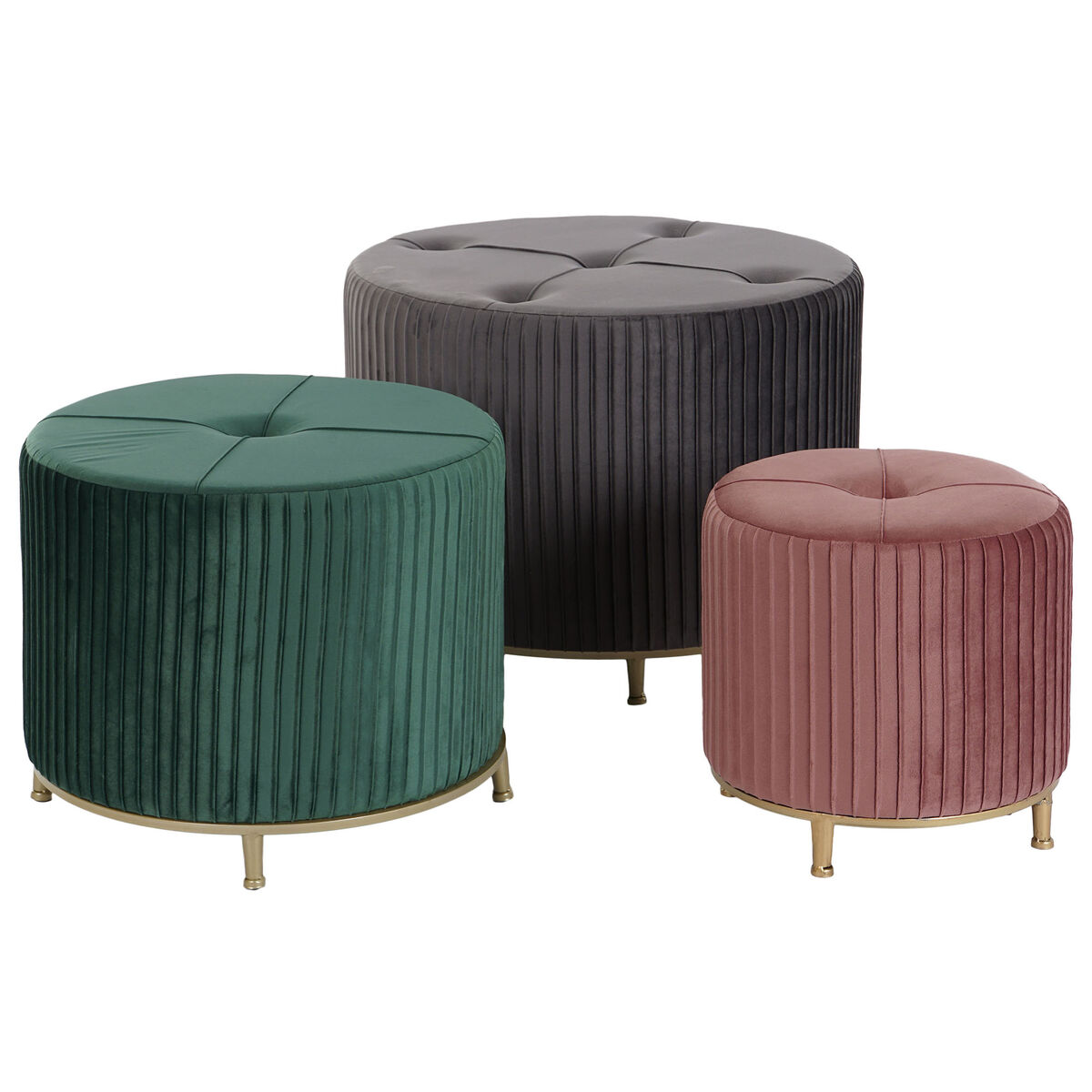 Fotpall DKD Home Decor Sammet 60 x 60 x 45 cm Trä MDF - 6