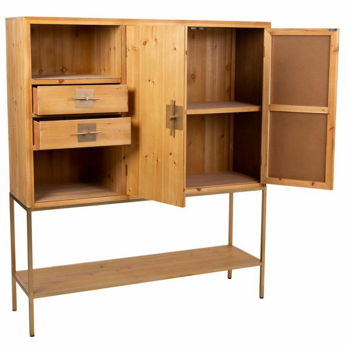 Skänk Alexandra House Living Gyllene Naturell Järn Granträ 37 x 139 x 120 cm - 3
