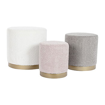Fotpall DKD Home Decor Vit Brun Rosa Gyllene Trä MDF 48 x 48 x 45 cm