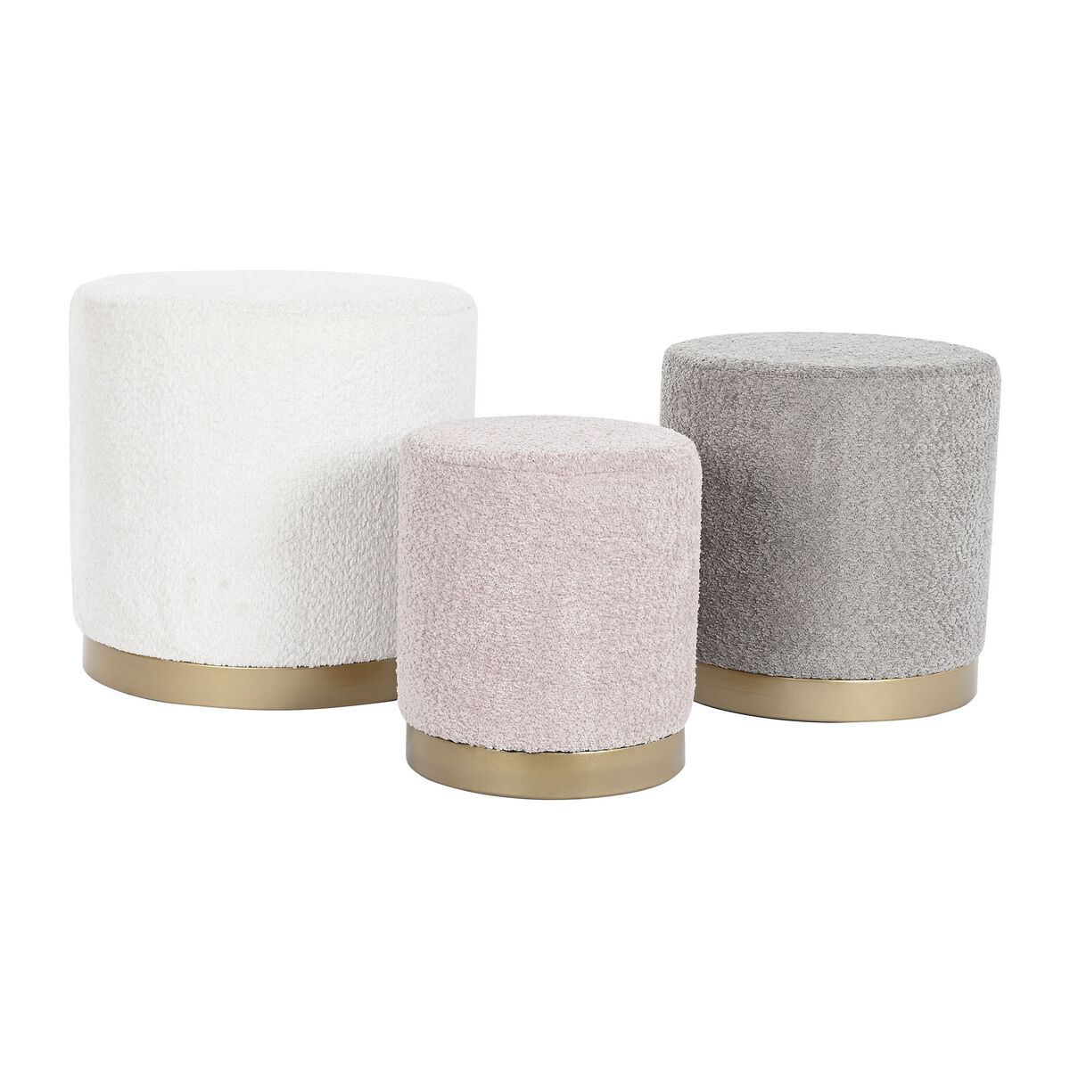 Fotpall DKD Home Decor Vit Brun Rosa Gyllene Trä MDF 48 x 48 x 45 cm - 5