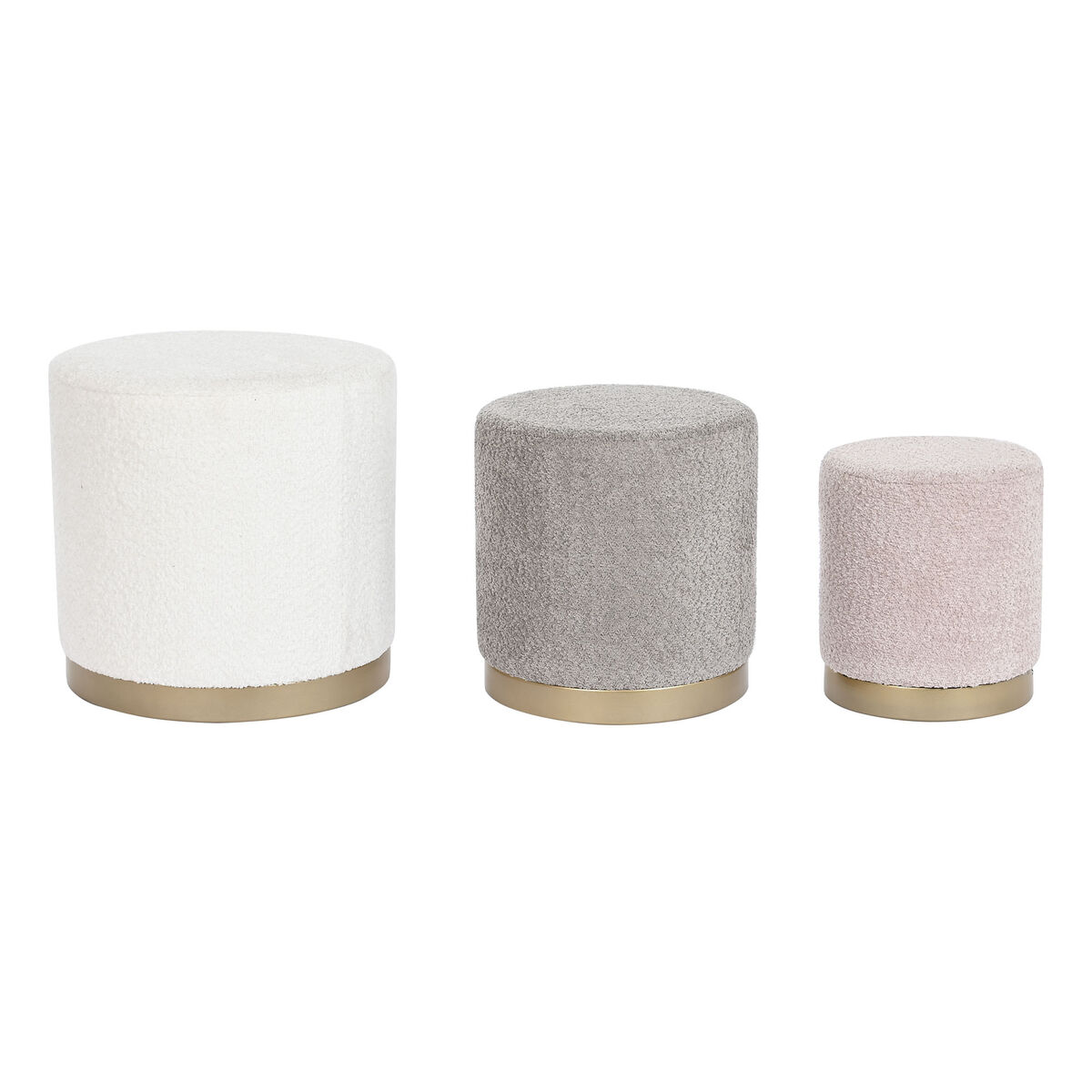 Fotpall DKD Home Decor Vit Brun Rosa Gyllene Trä MDF 48 x 48 x 45 cm - 4