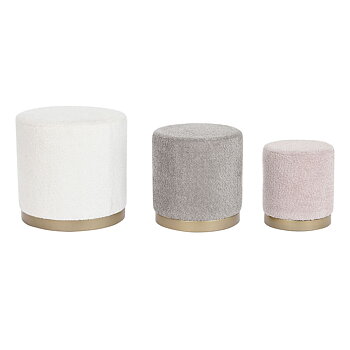 Fotpall DKD Home Decor Vit Brun Rosa Gyllene Trä MDF 48 x 48 x 45 cm