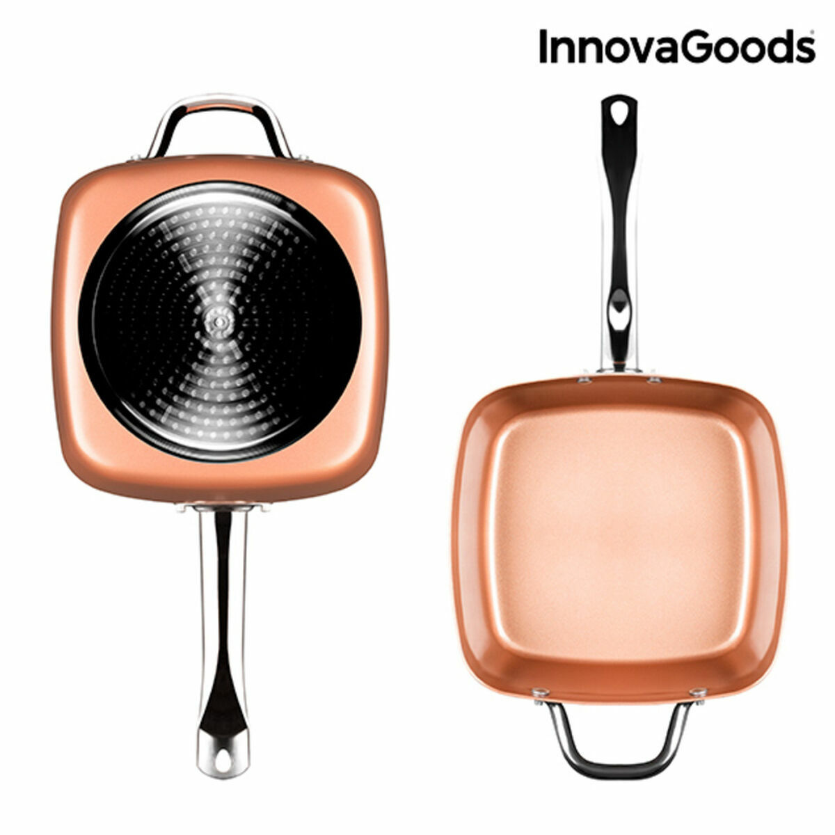 Multifunktionspanna 5 i 1 Copper InnovaGoods IG117346 Silvrig Metall Aluminium Ø 24 cm 4 Delar (Renoverade B)