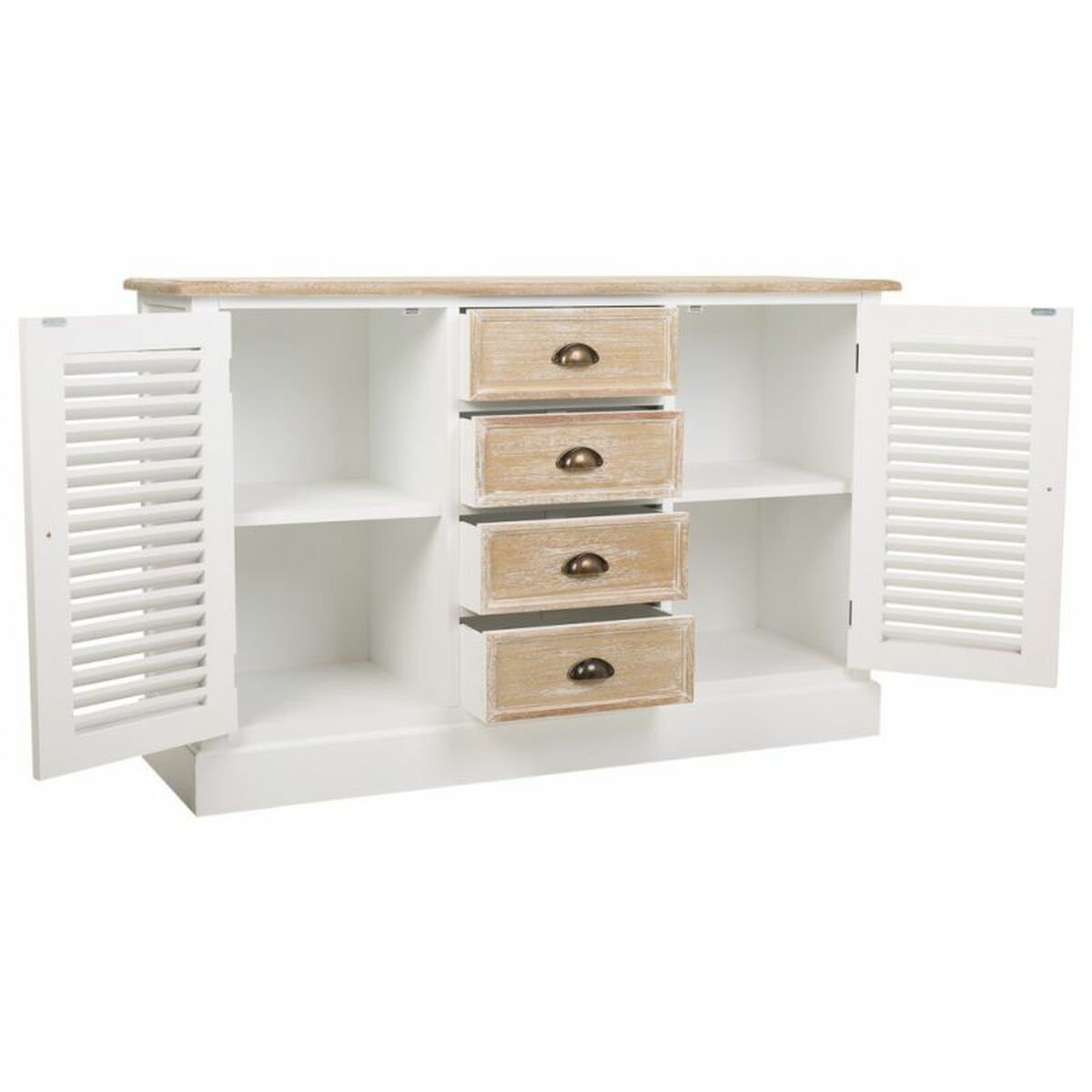 Skänk Alexandra House Living Vit Paulowniaträ Trä MDF 40 x 80 x 124 cm - 4