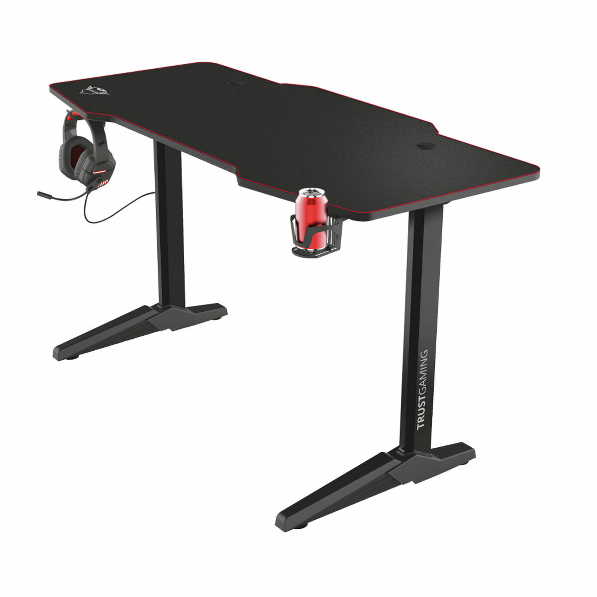 Skrivbord Trust GXT 1175 Imperius XL Gaming Svart Svart/Röd Stål 140 x 66 cm
