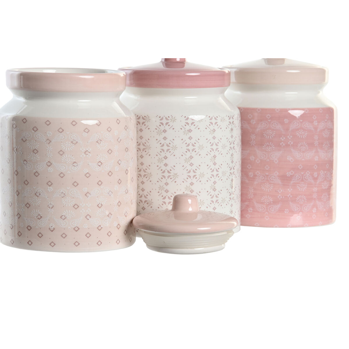 Burk DKD Home Decor 12 x 12 x 16 cm Rosa Vit Dolomite (3 antal) - 2