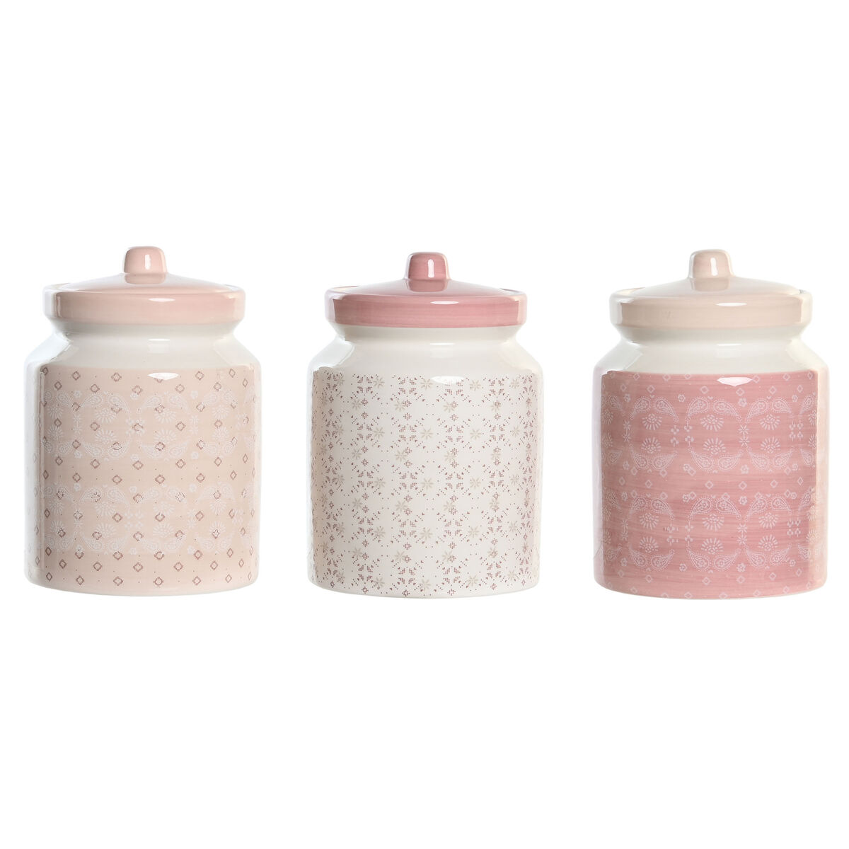 Burk DKD Home Decor 12 x 12 x 16 cm Rosa Vit Dolomite (3 antal)