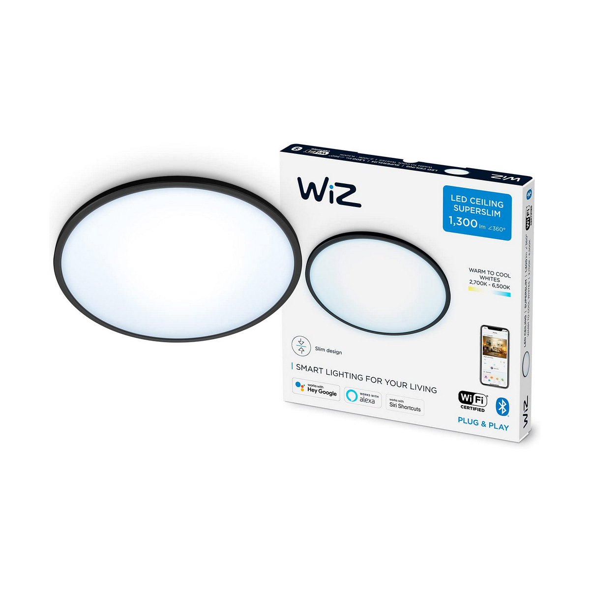 Taklampa Philips Wiz 14 W ø 24,2 x 2,3 cm Vit Svart Multicolour Metall Aluminium (2700 K) (6500 K) - 8