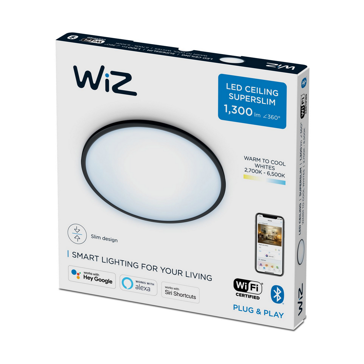 Taklampa Philips Wiz 14 W ø 24,2 x 2,3 cm Vit Svart Multicolour Metall Aluminium (2700 K) (6500 K) - 9