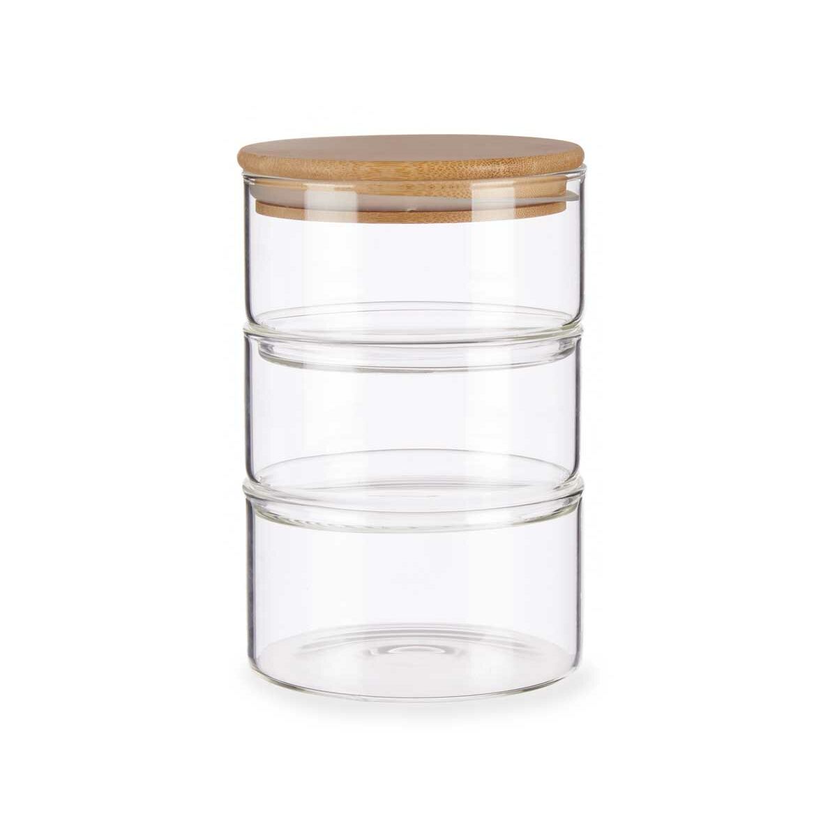 Set med stapelbara, hermetiskt förslutna, matlådor Transparent Bambu 1,2 L 11,2 x 17,5 x 11,2 cm (8 antal) - 4