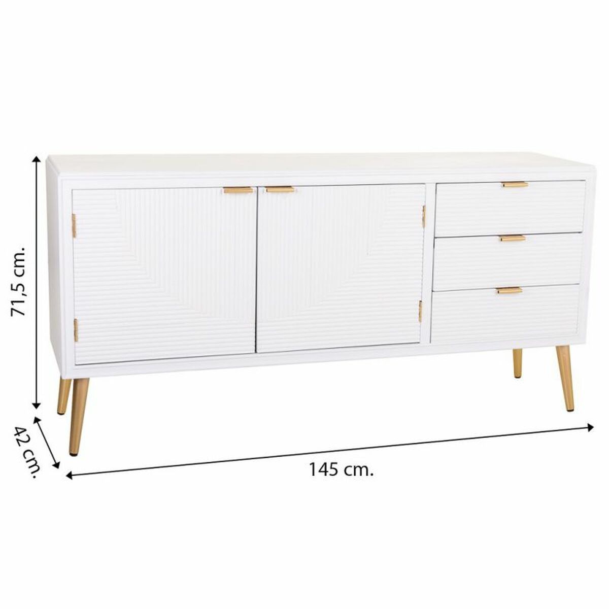Skänk Alexandra House Living Vit Gyllene Trä MDF 42 x 71 x 145 cm - 8