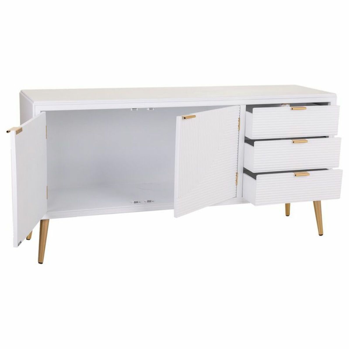 Skänk Alexandra House Living Vit Gyllene Trä MDF 42 x 71 x 145 cm - 3