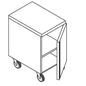 Skåp med gångjärnsdörr, på hjul, 800x600 mm