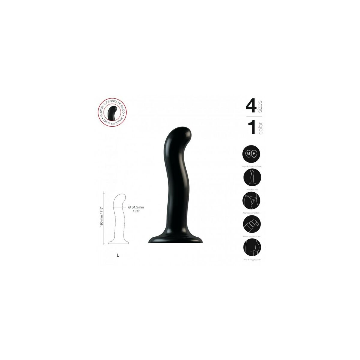Dildo Strap-on-me POINT STIMULATOR Svart L - 6
