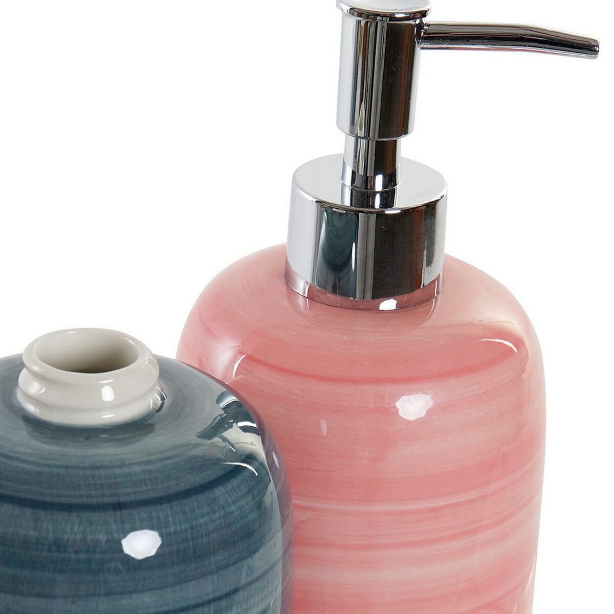 Tvåldispenser DKD Home Decor Blå Rosa PVC Stengods Skandinavisk 8 x 8 x 16 cm (2 antal) - 3