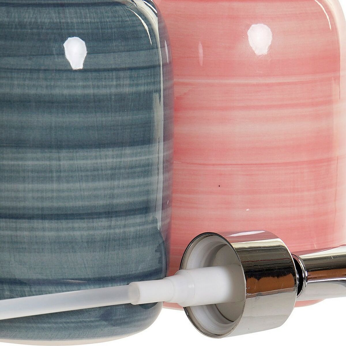 Tvåldispenser DKD Home Decor Blå Rosa PVC Stengods Skandinavisk 8 x 8 x 16 cm (2 antal) - 2