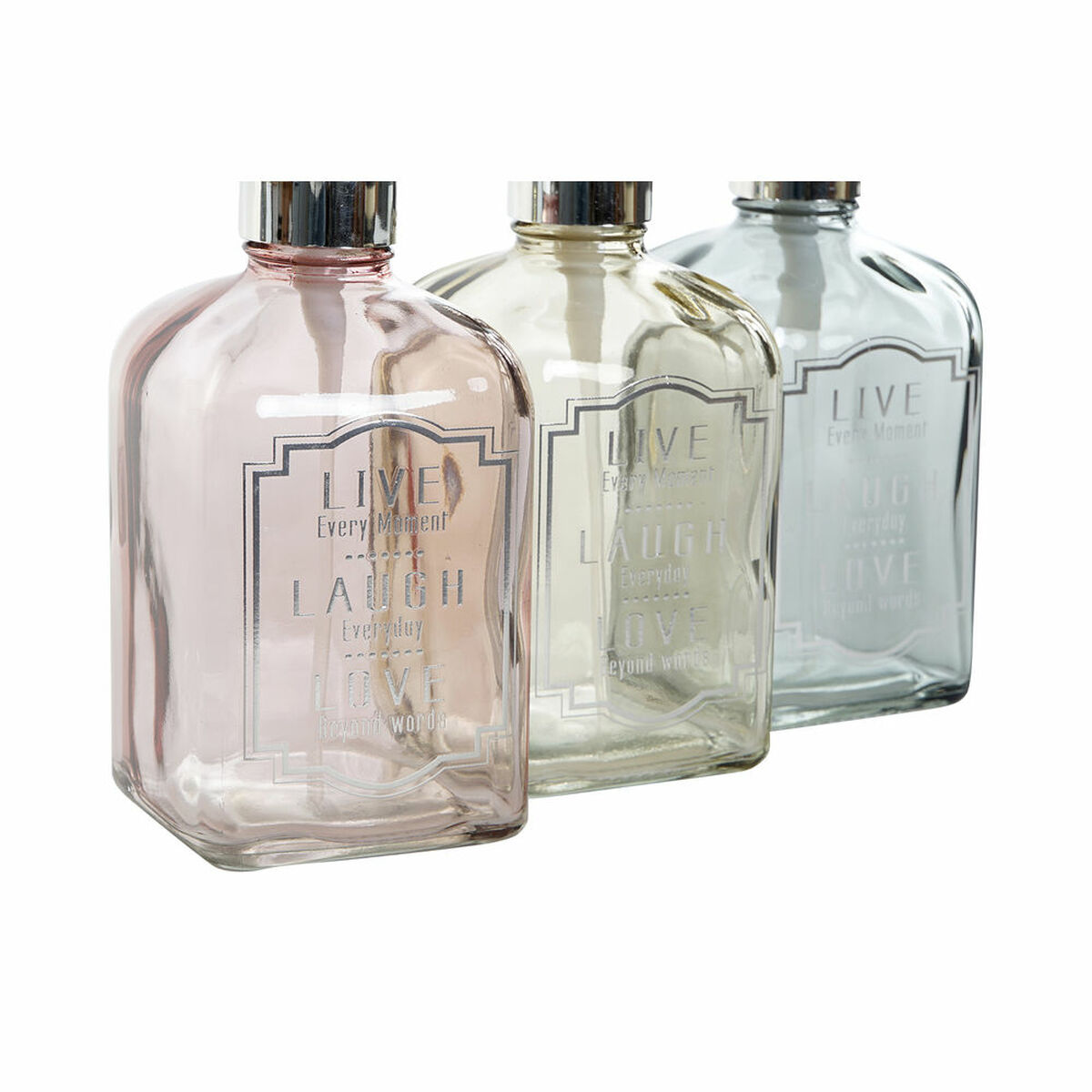 Tvåldispenser DKD Home Decor Grå Rosa Gyllene Silvrig Glas Plast Modern 450 ml 7,5 x 7,5 x 19 cm (3 antal) - 2