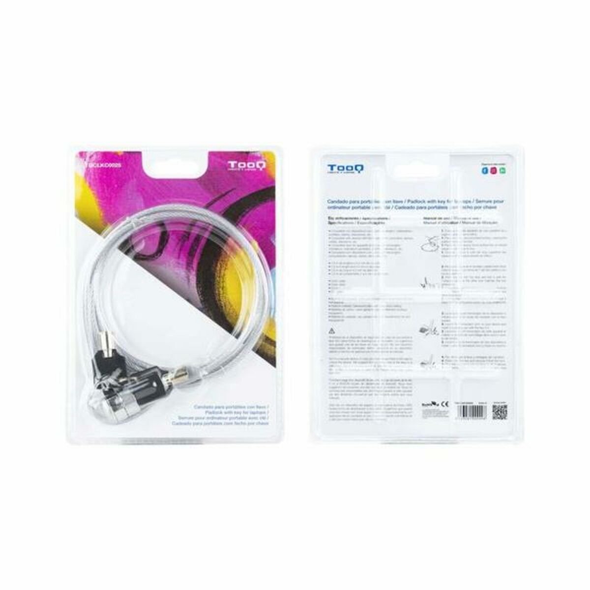 Säkerhetskabel TooQ TQCLKC0025 Laptop Silver 1,5 m - 5