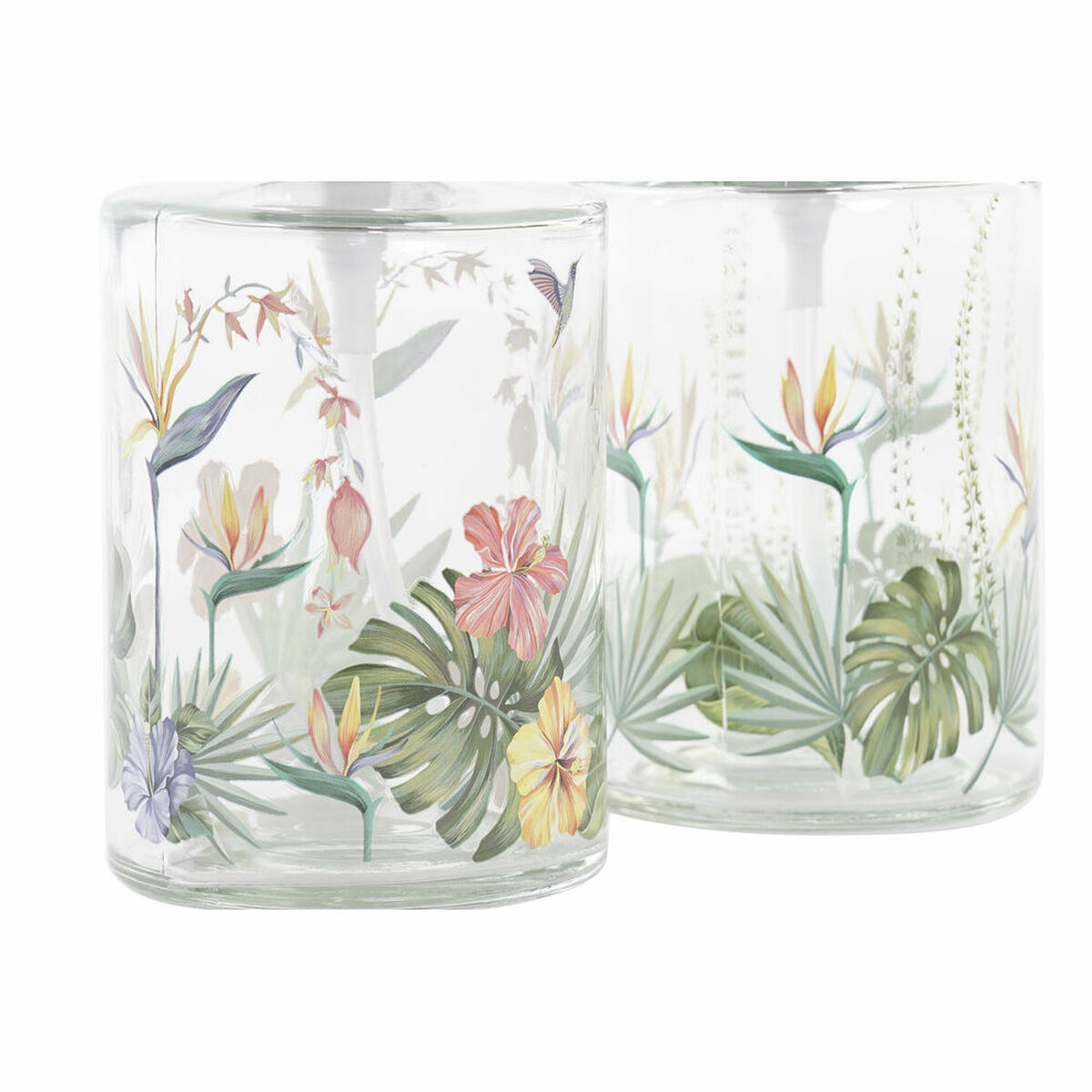 Tvåldispenser DKD Home Decor Tropiskt Glas Multicolour ABS (10 x 8 x 17 cm) (2 antal) - 2