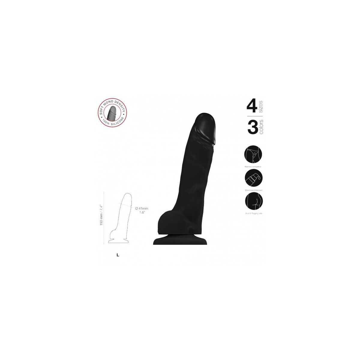 Dildo Strap-on-me Realistic Svart L - 4