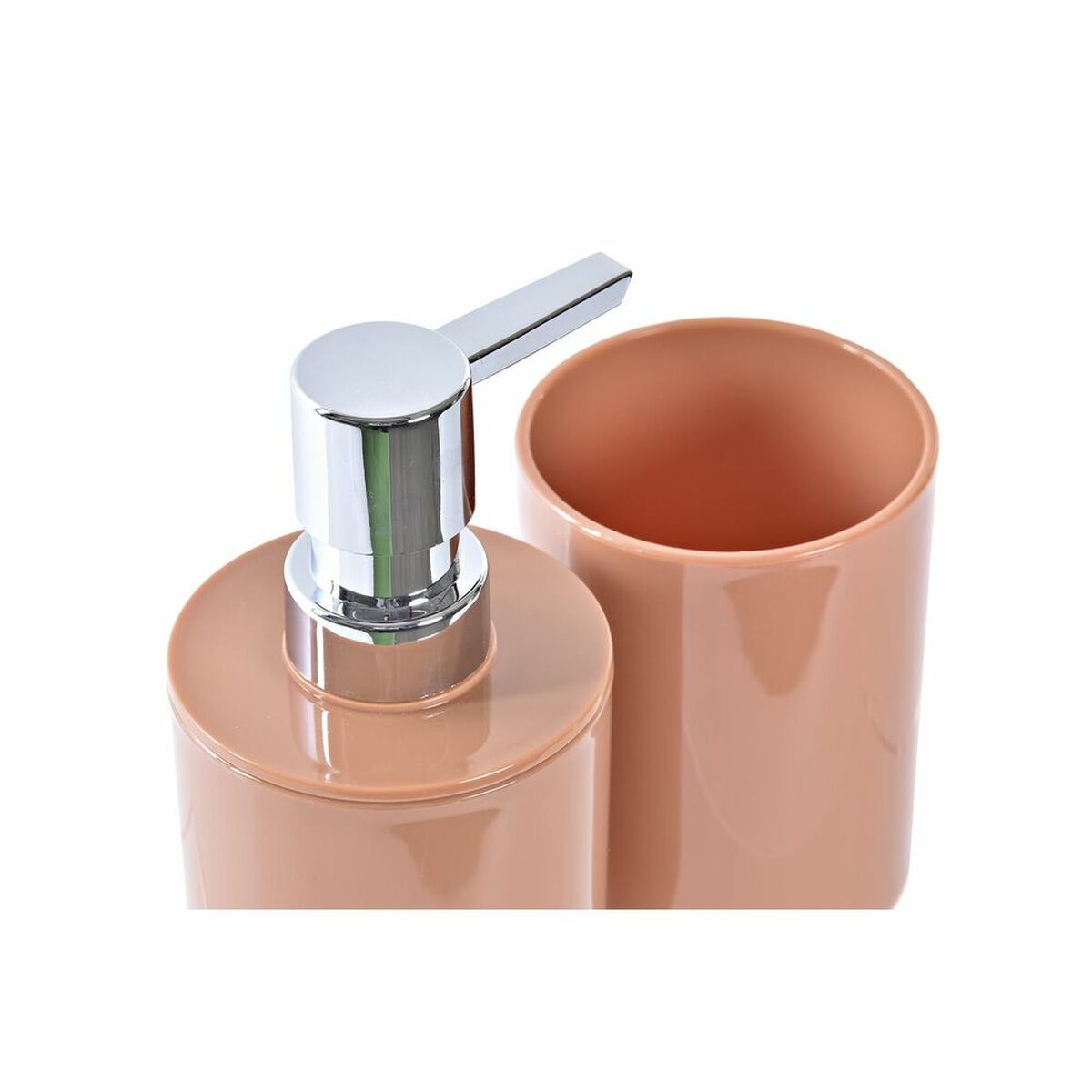 Badkit DKD Home Decor Naturell Grå Orange Korall Aluminium Bambu PS Modern (9 x 7 x 16 cm) (2 antal) (7 x 7 x 16 cm) - 2