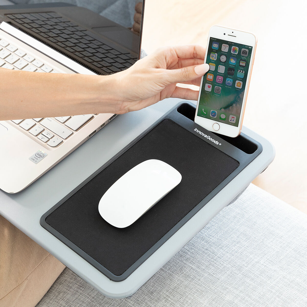 Bärbart skrivbord med XL -kudde för laptop Deskion InnovaGoods - 23