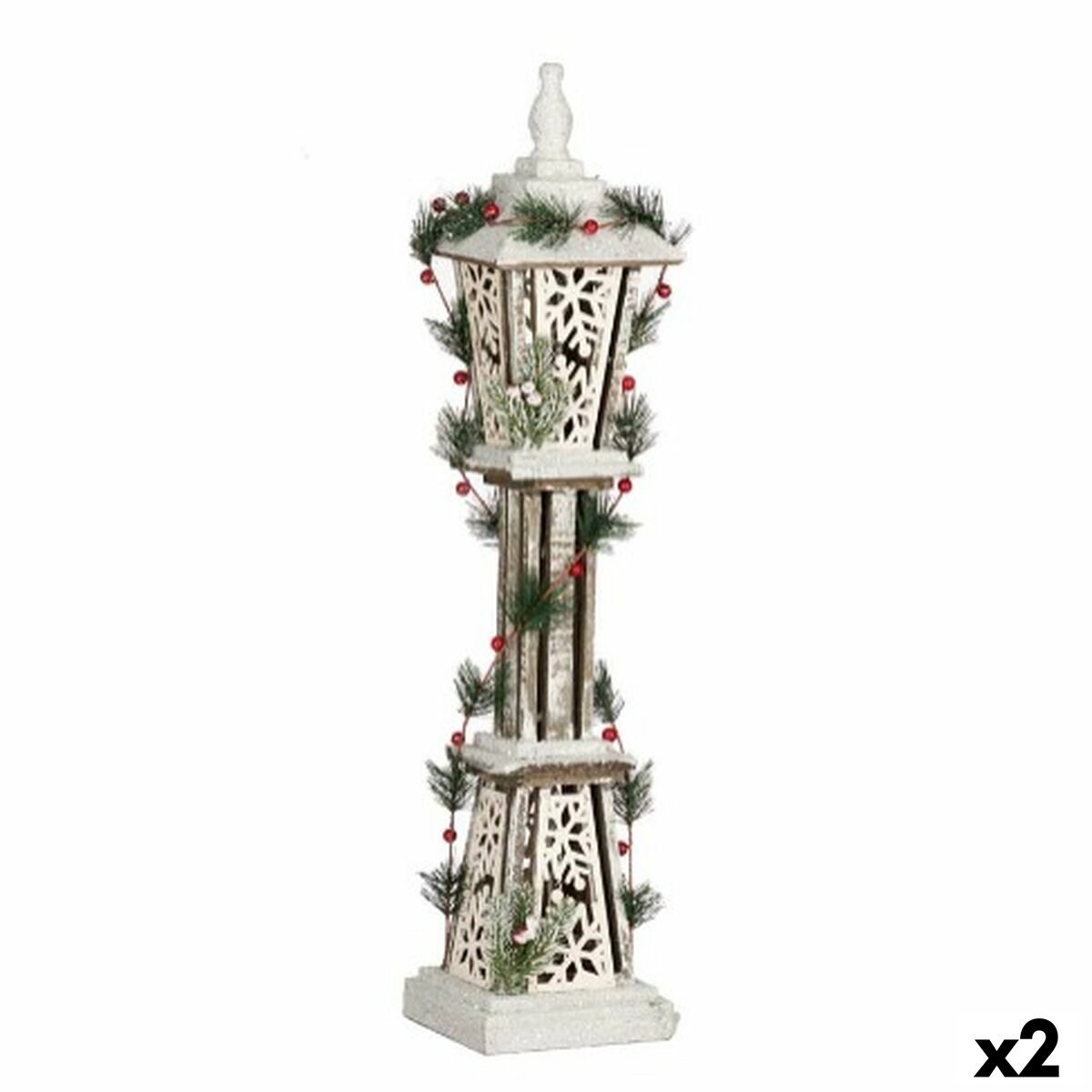 Belysning dekoration Krist+ YF21-10 Vit Röd Grön Trä 17 x 80 x 17 cm 18 x 80 x 18 cm (2 antal)