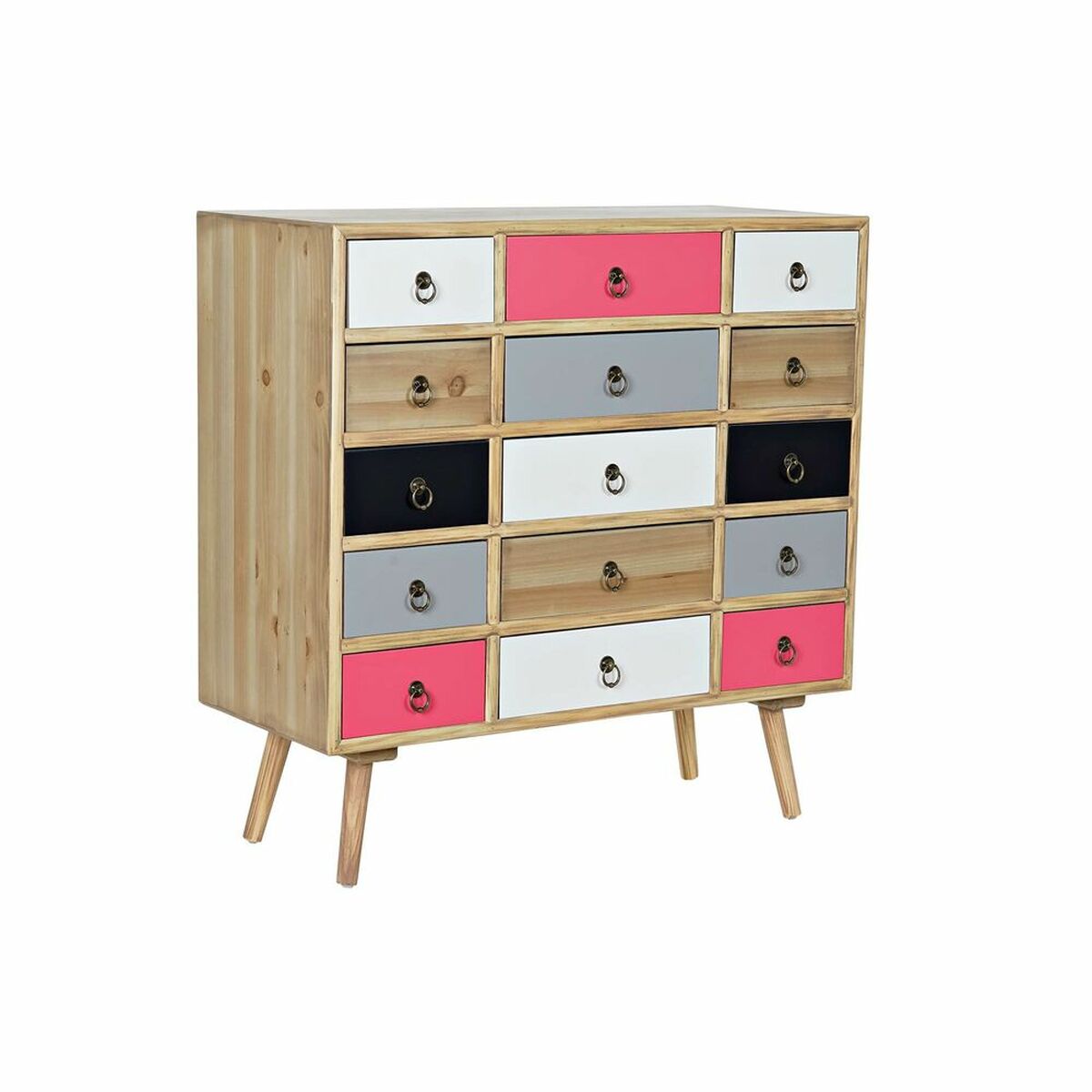 Byrå DKD Home Decor Vit Multicolour Naturell Marinblå Ljusgrå Trä Trä MDF 80 x 35 x 82 cm - 5