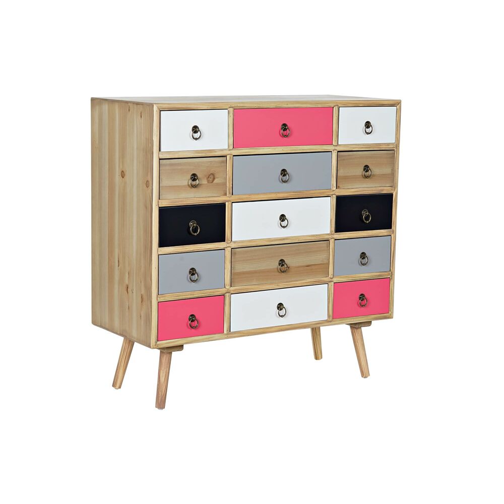 Byrå DKD Home Decor Vit Multicolour Naturell Marinblå Ljusgrå Trä Trä MDF 80 x 35 x 82 cm