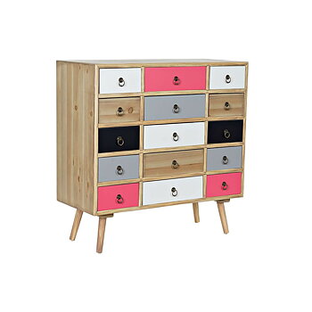 Byrå DKD Home Decor Vit Multicolour Naturell Marinblå Ljusgrå Trä Trä MDF 80 x 35 x 82 cm