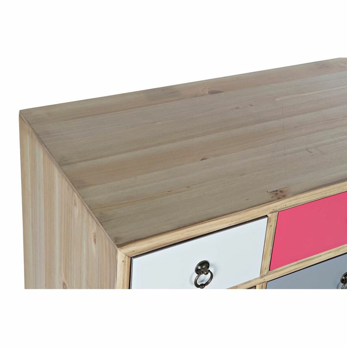 Byrå DKD Home Decor Vit Multicolour Naturell Marinblå Ljusgrå Trä Trä MDF 80 x 35 x 82 cm - 4