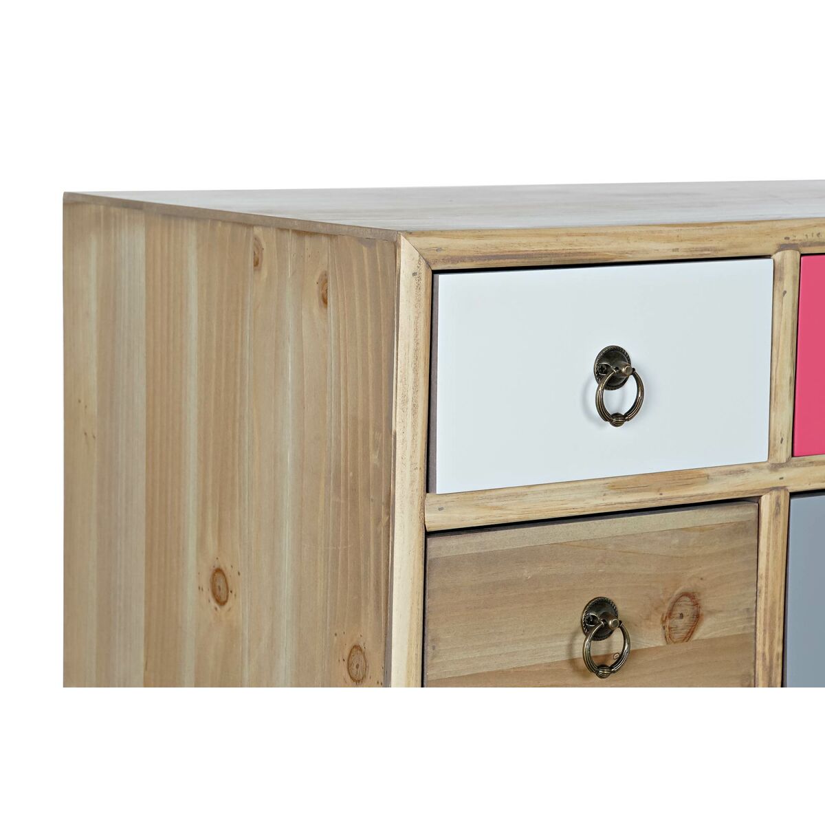 Byrå DKD Home Decor Vit Multicolour Naturell Marinblå Ljusgrå Trä Trä MDF 80 x 35 x 82 cm - 8