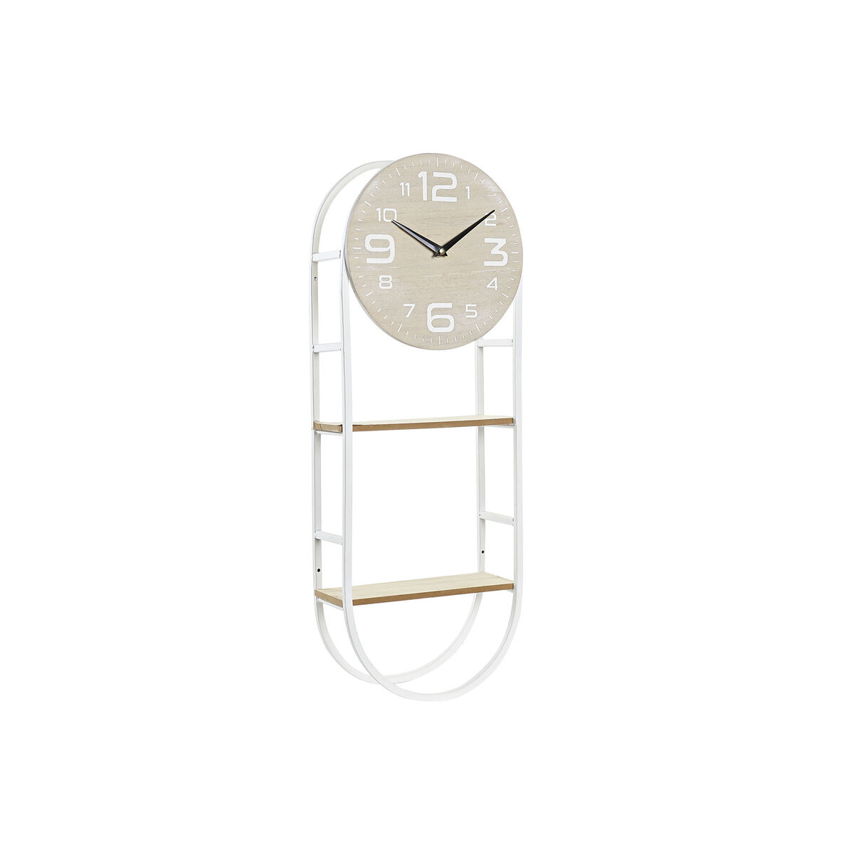 Väggklocka DKD Home Decor Naturell Metall MDF Vit (25,5 x 11,5 x 71 cm)