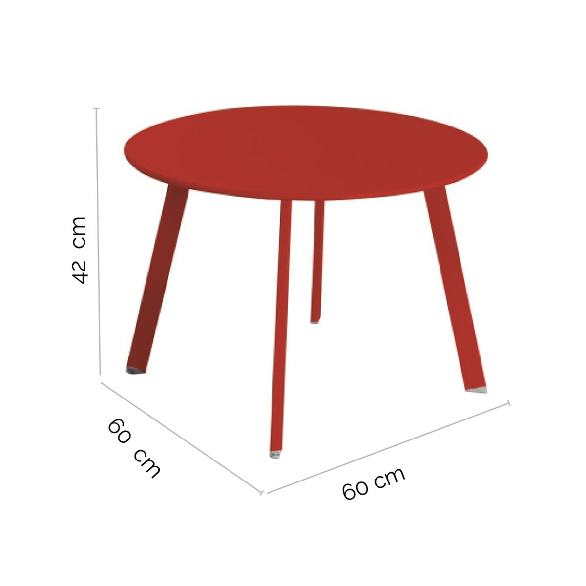 Sidobord Marzia 60 x 60 x 42 cm Röd Stål - 2