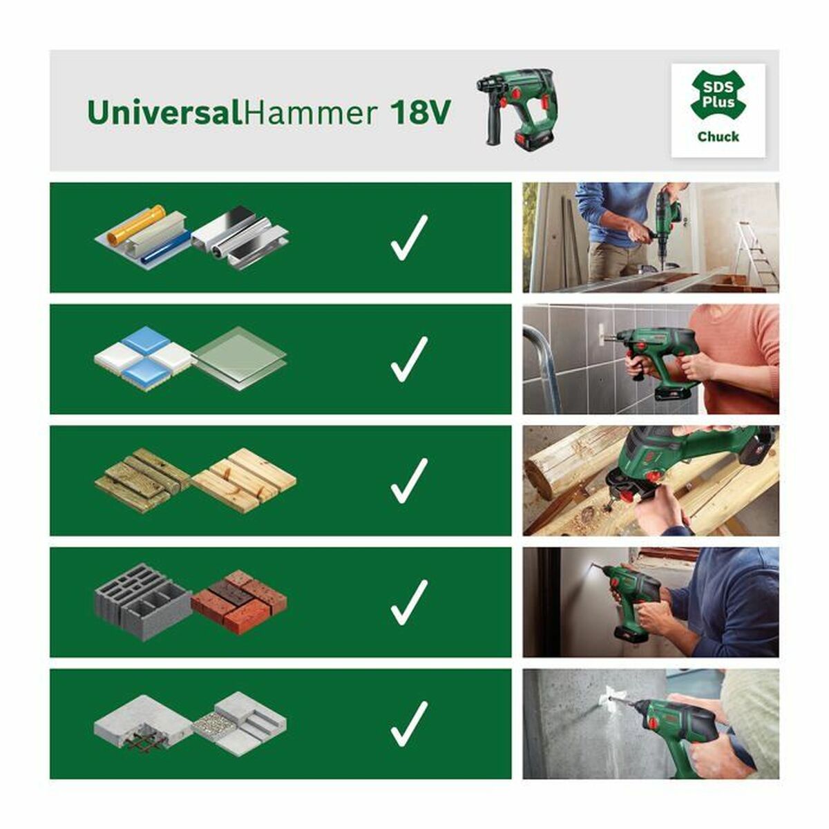 Borr/skruvdragare BOSCH UniversalHammer de 18 V - 3