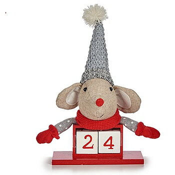 Julgranskula Krist+ Vit Röd Grå Kräm Mus 20 x 11 x 20 cm Kalender (8 antal)